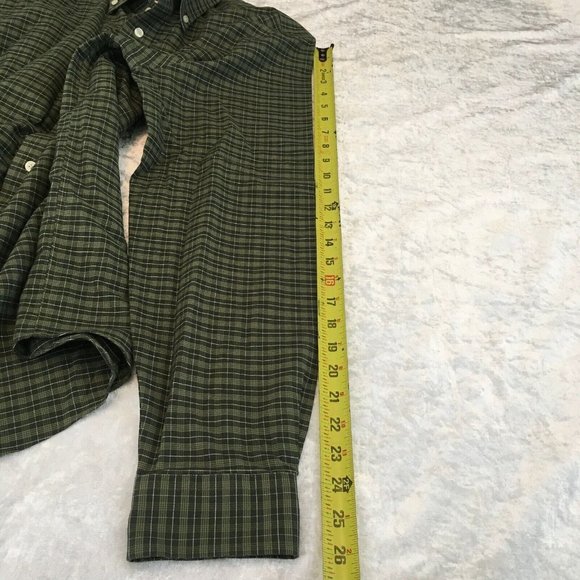 Eddie Bauer Mens Green Plaid Long Sleeve Collared Button Up Shirt Size Large - Picture 8 of 9